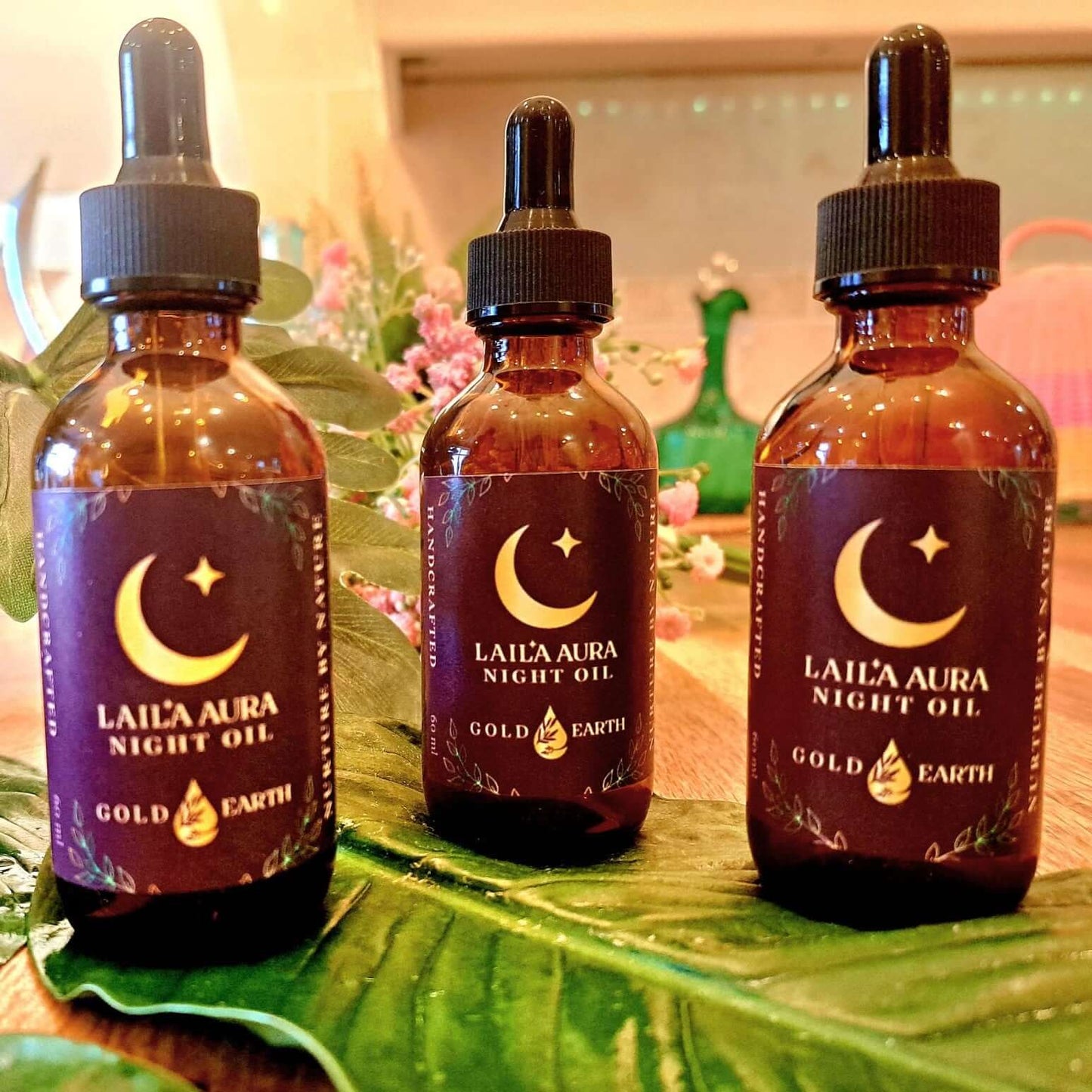 Laila Aura Night Oil by Gold Earth – luxurious night facial oil with rosehip, frankincense and myrrh for deep skin repair and hydration