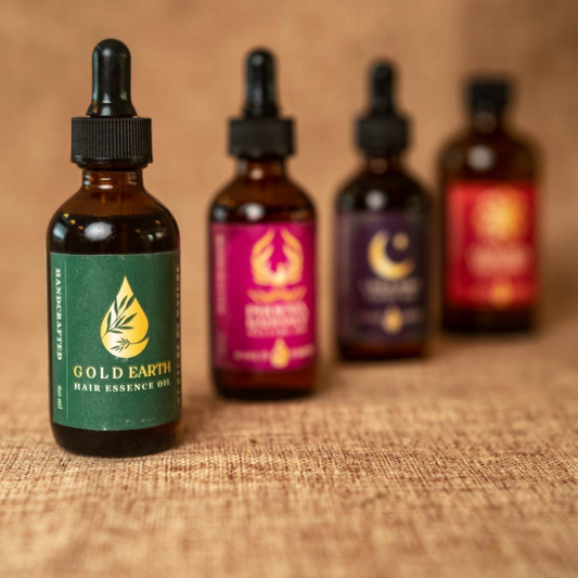 Golden Glow Self-Care Set by Gold Earth – handcrafted vegan face, hair and body oils for radiant skin and shiny hair, CPSR approved