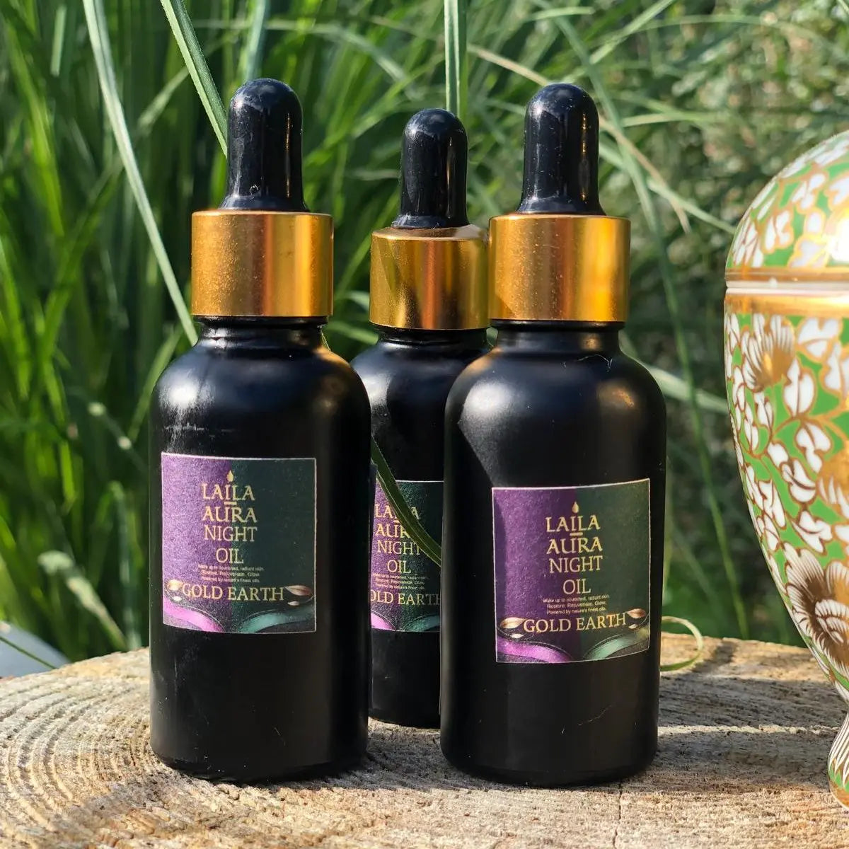 Laila Aura Facial Night Oil – Pack of Three-Gold Earth