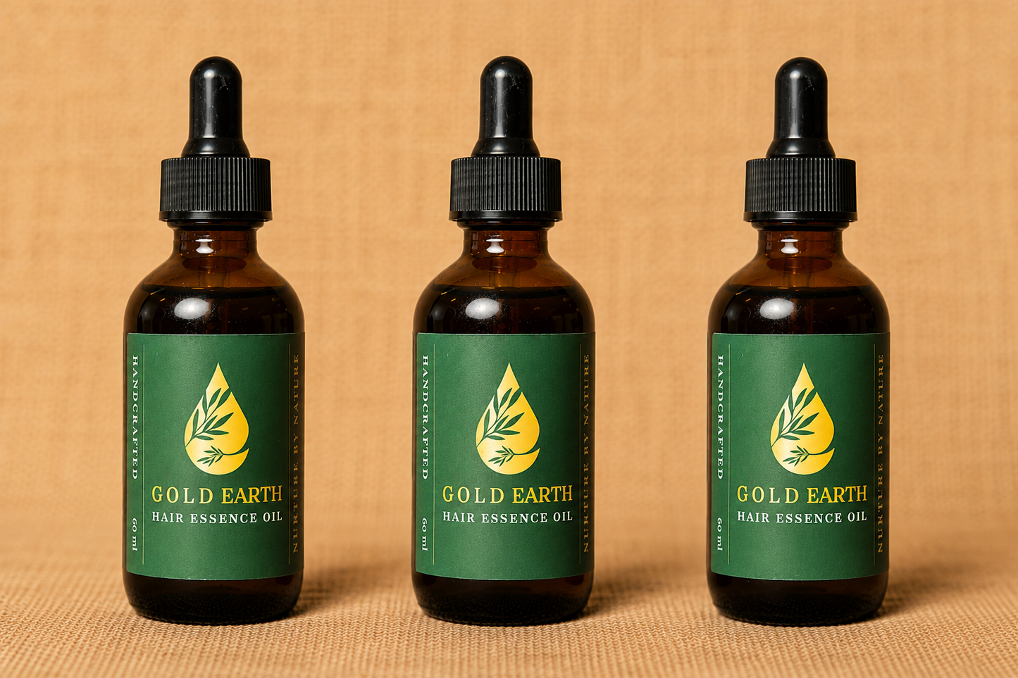 Gold Earth Hair Essence 3 Bottle Transformation Bundle | Natural Hair Growth Oil for Men & Women | Menopause & Thinning Hair