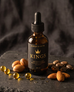 The botanical oils inside Kings — jojoba, argan, sweet almond, castor