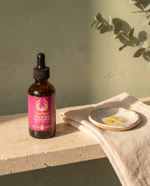 Phoenix Radiance bottle in morning light