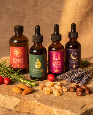 The four oils of the Golden Glow Set together